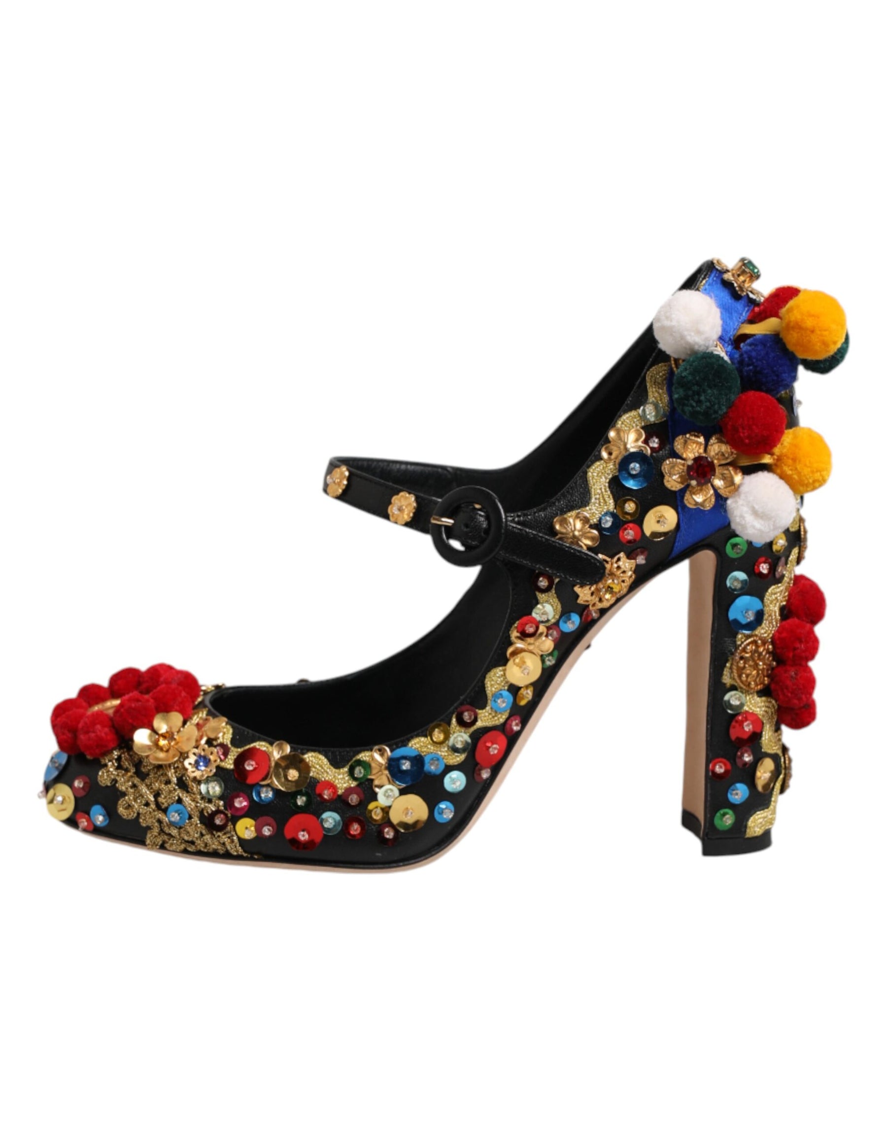 Dolce & Gabbana Black Gold Embellished MARY JANES Pumps  Shoes | Regal Royce