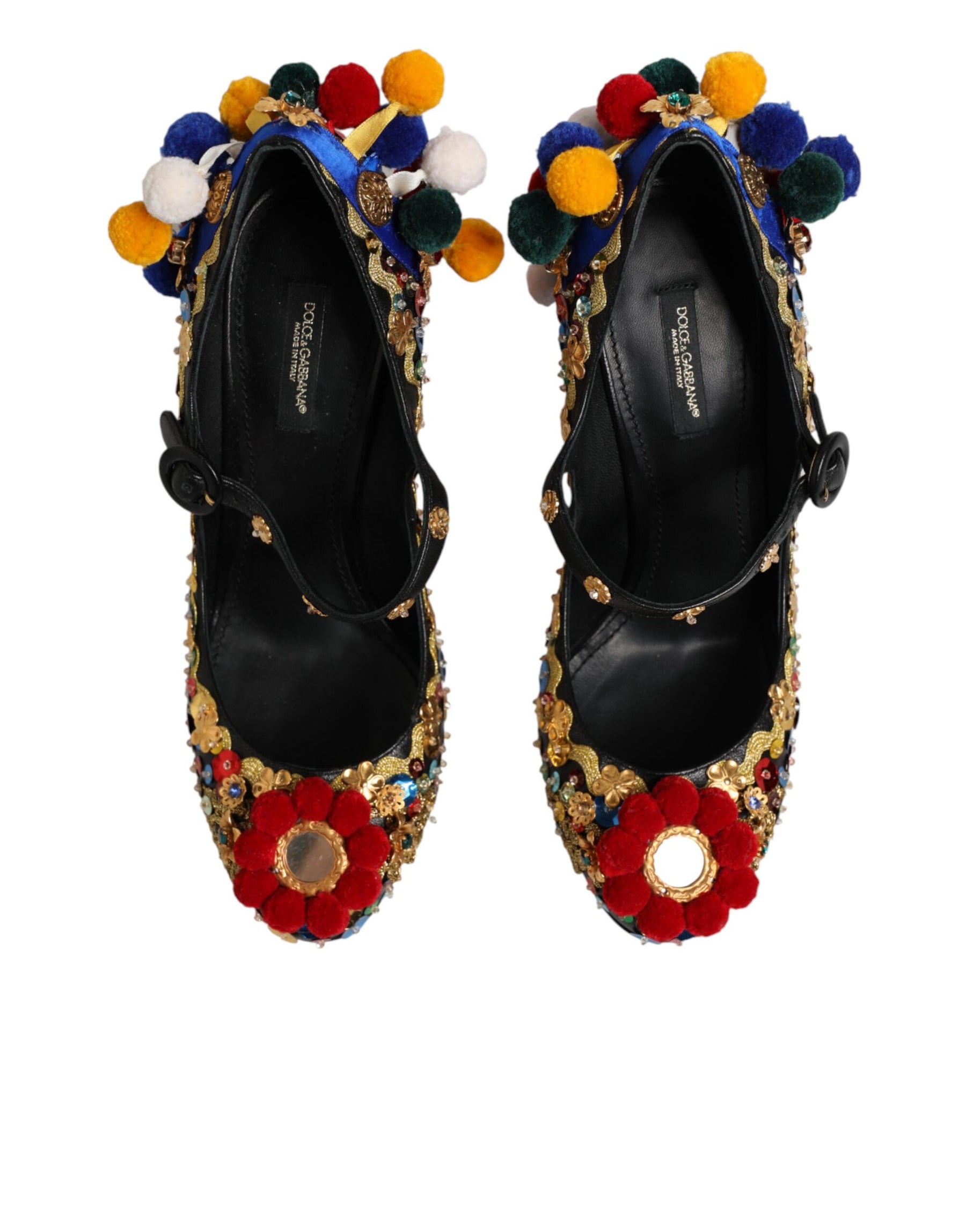 Dolce & Gabbana Black Gold Embellished MARY JANES Pumps  Shoes | Regal Royce