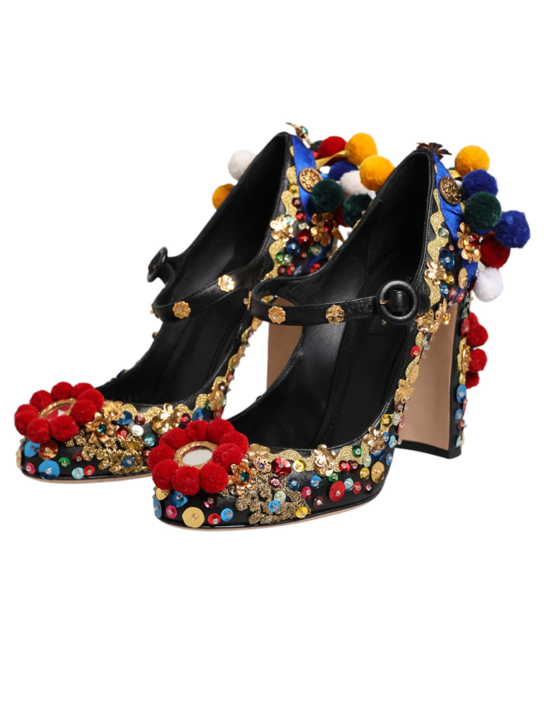 Dolce & Gabbana Black Gold Embellished MARY JANES Pumps  Shoes | Regal Royce