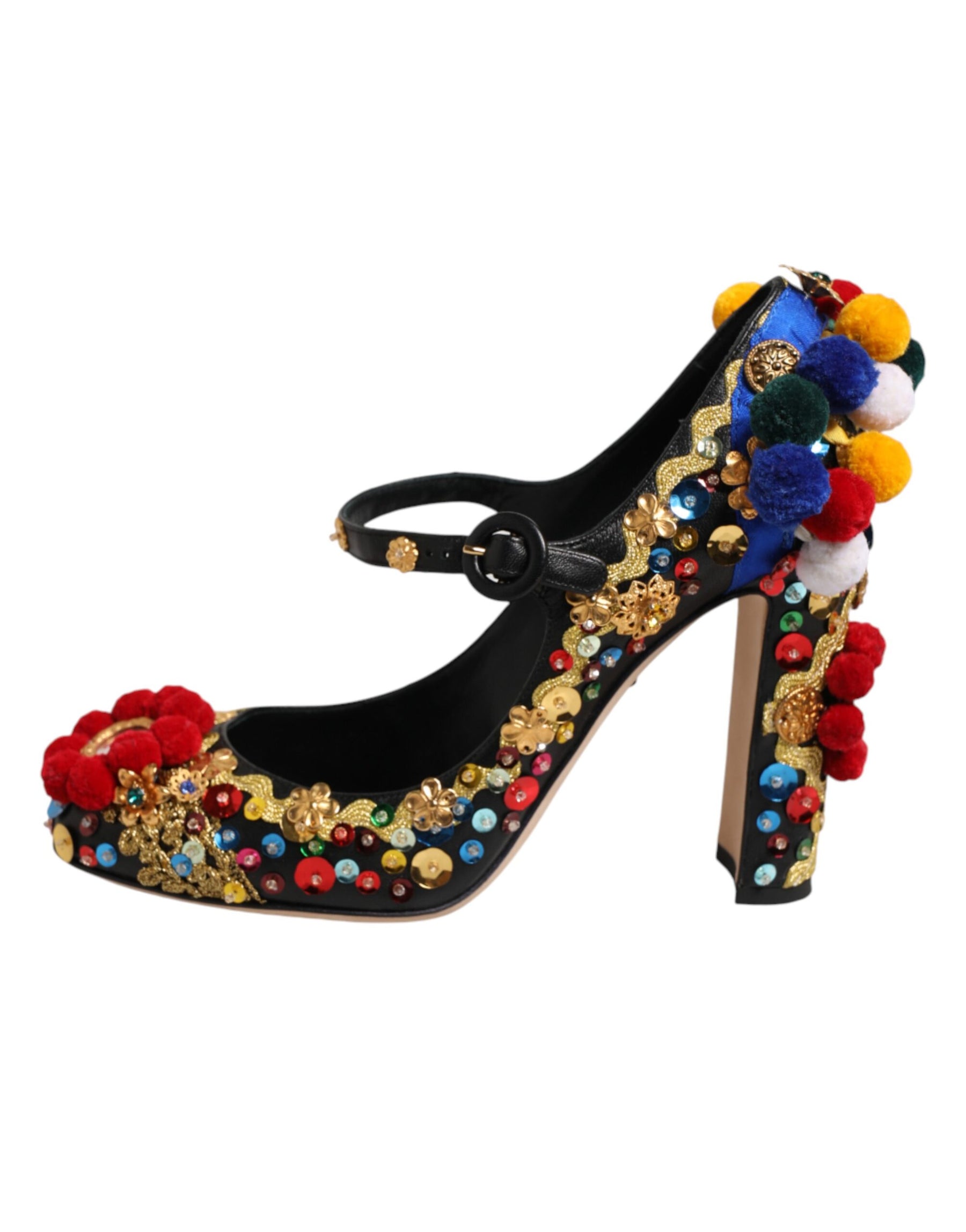 Dolce & Gabbana Black Gold Embellished MARY JANES Pumps  Shoes | Regal Royce