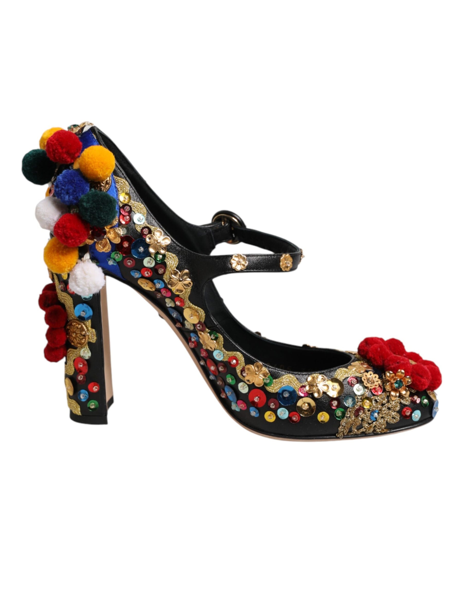 Dolce & Gabbana Black Gold Embellished MARY JANES Pumps  Shoes | Regal Royce