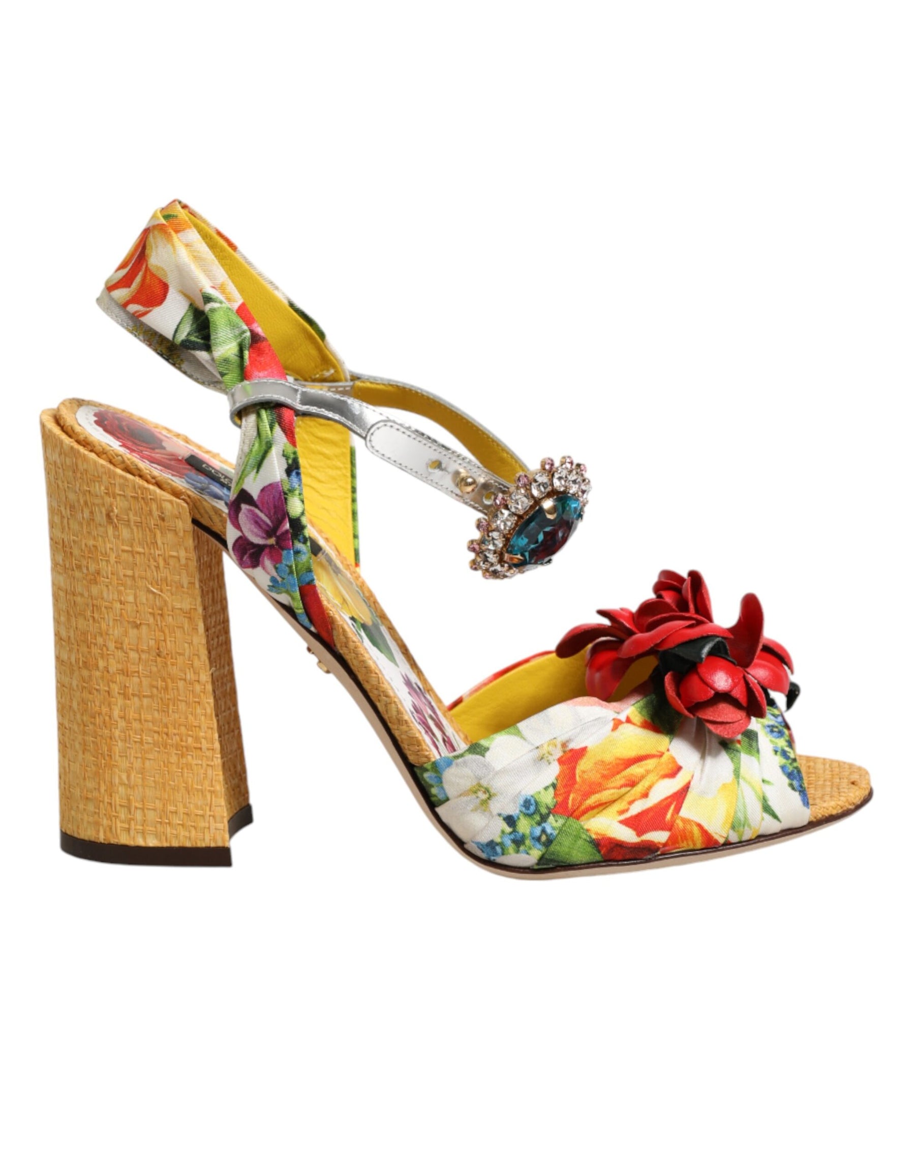 Dolce & Gabbana Multicolor Floral Crystal Embellished Sandals Shoes | Regal Royce