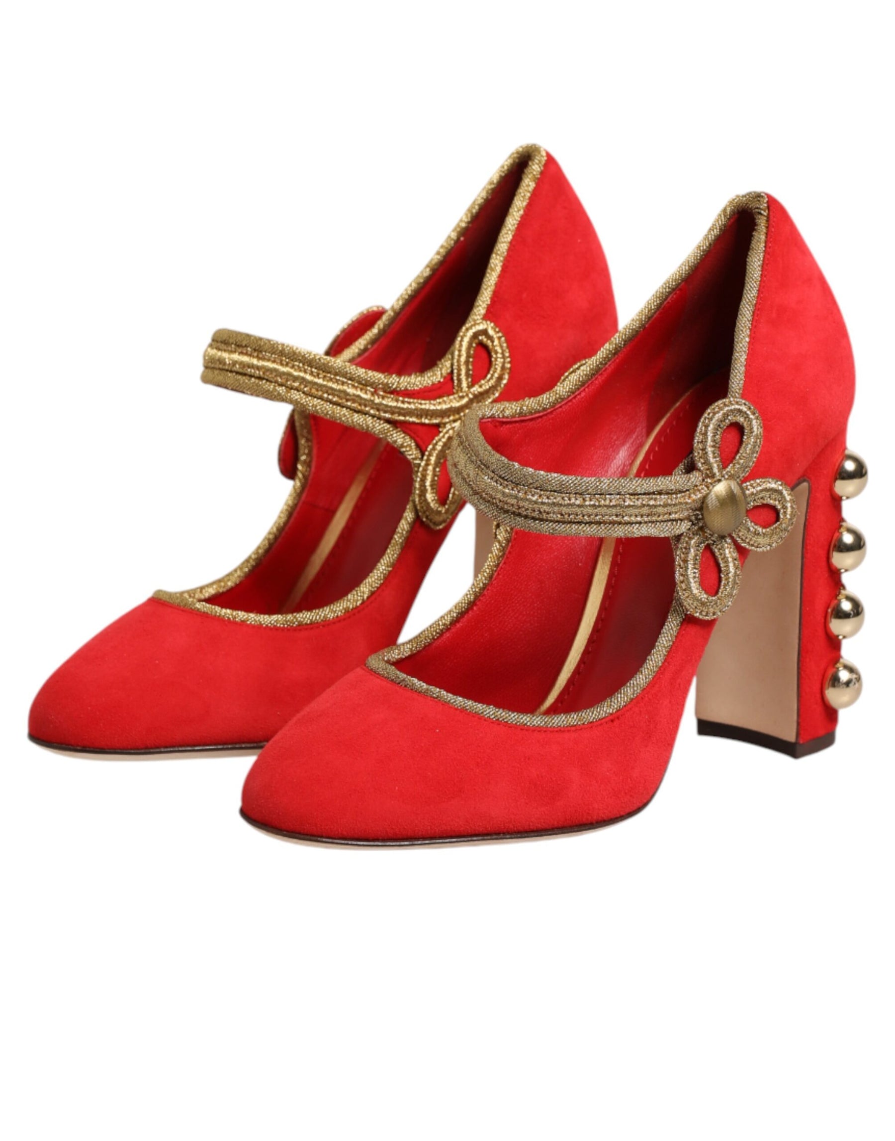Dolce & Gabbana Red Embellished MARY JANES Pumps  Shoes | Regal Royce