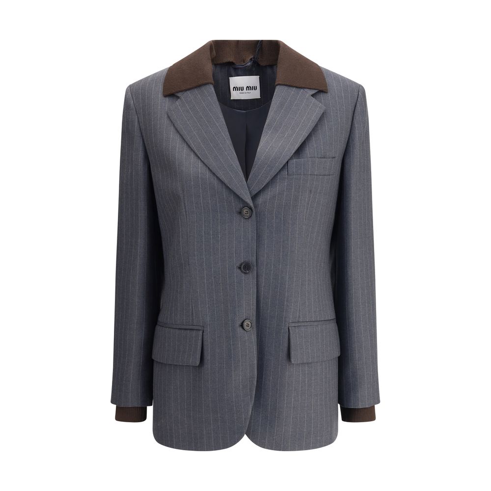Miu Miu Gray Fleece Wool Blazer | Regal Royce