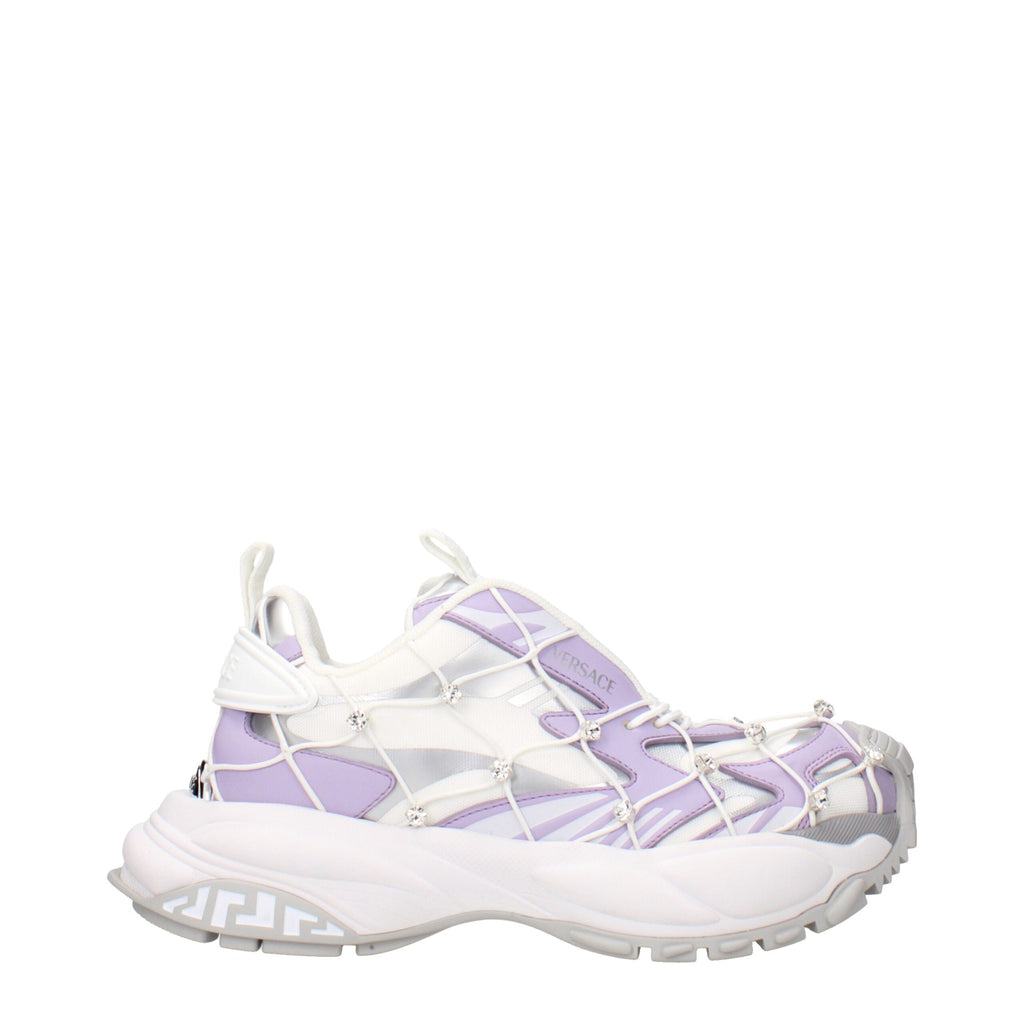 Versace White Fabric Chunky Sneakers