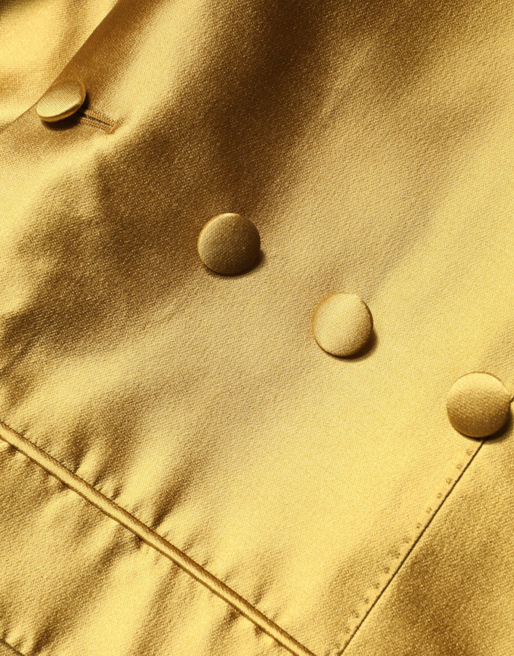 Dolce & Gabbana Gold Satin Long Sleeves Blazer Coat Jacket | Regal Royce