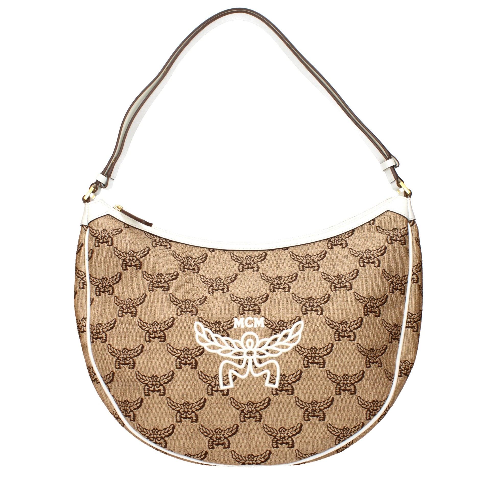 MCM Beige Raffia Shoulder Bag