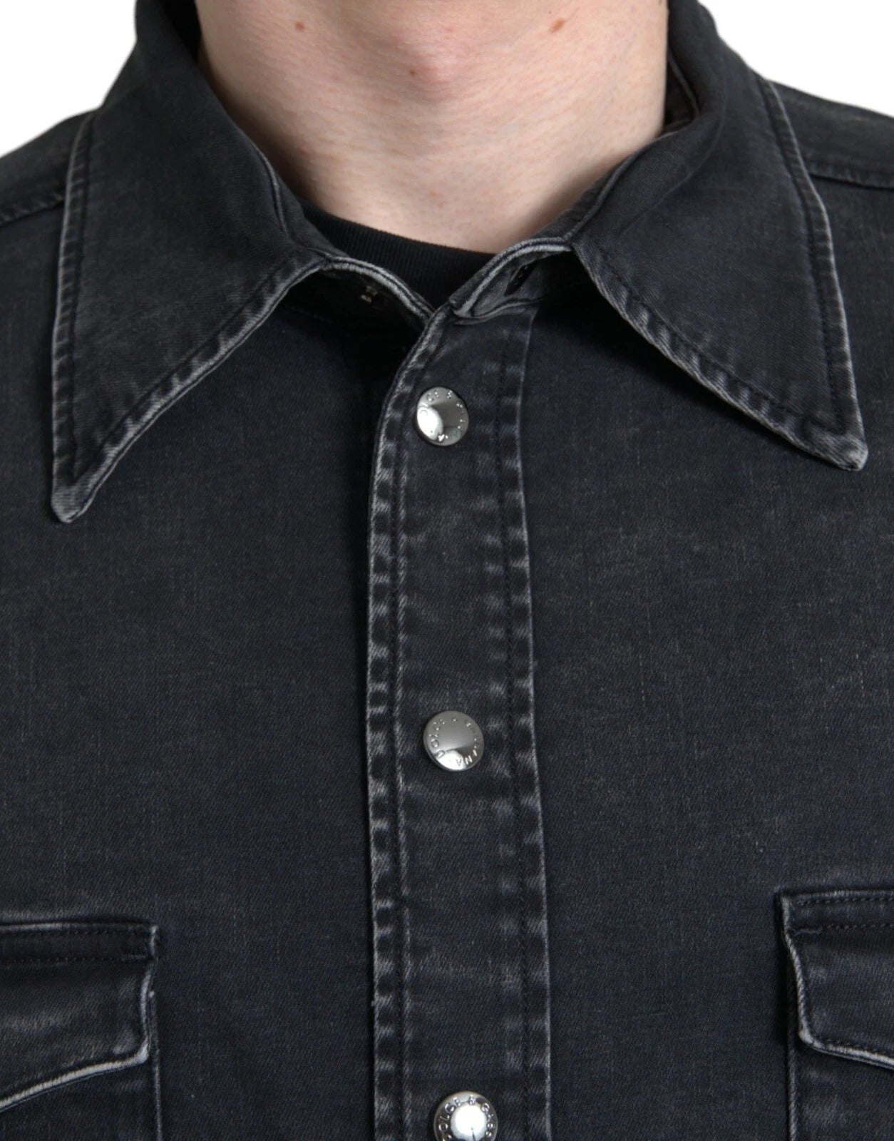 Dolce & Gabbana Black Cotton Long Sleeve Denim Casual Shirt | Regal Royce