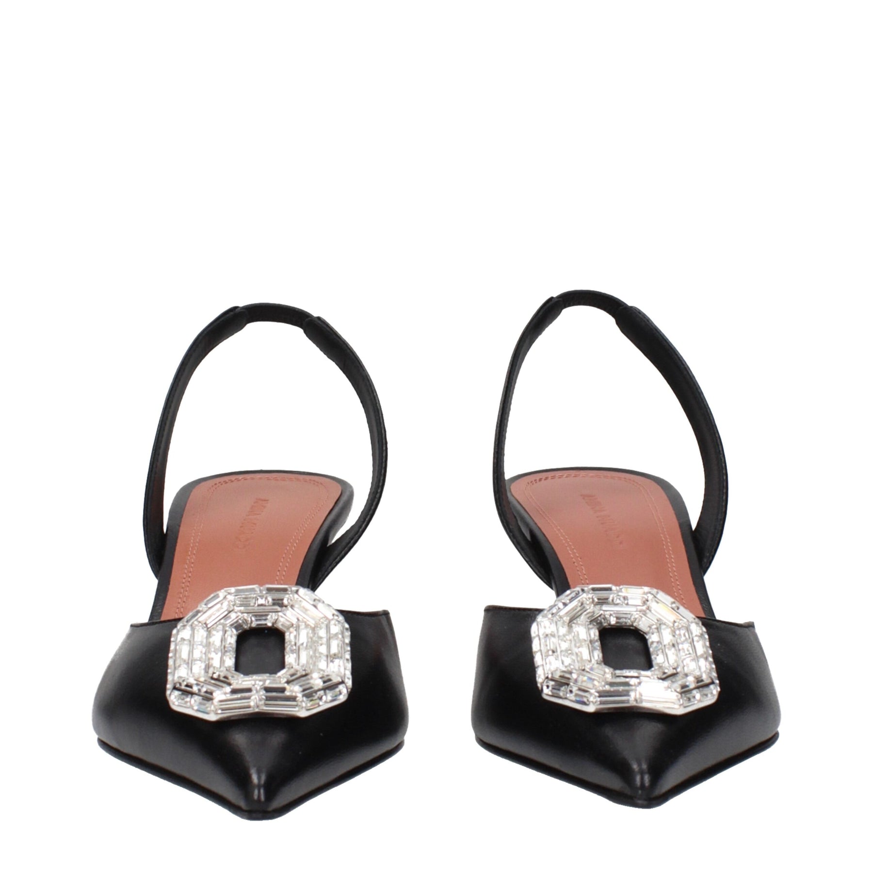 Amina Muaddi Black Leather High Heel Pumps | Regal Royce