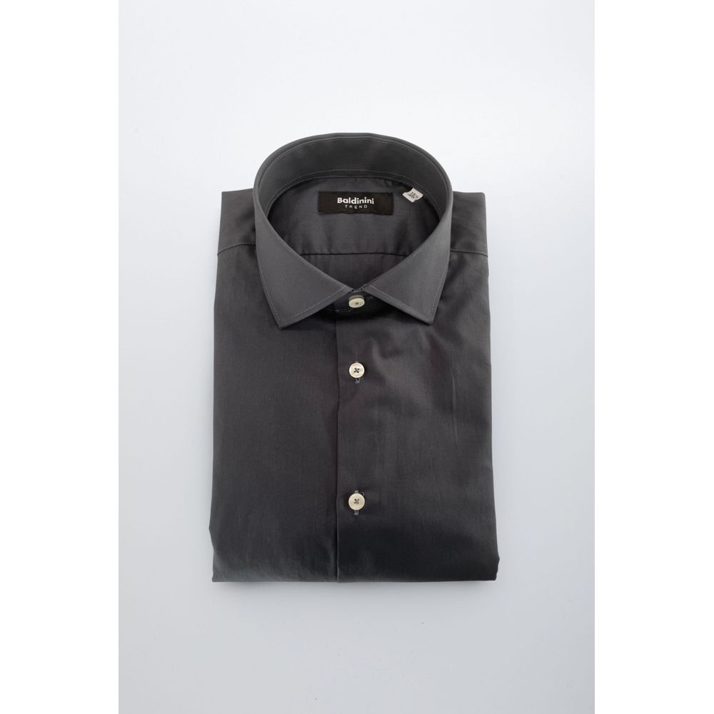 Baldinini Trend Gray Cotton Men Shirt | Regal Royce