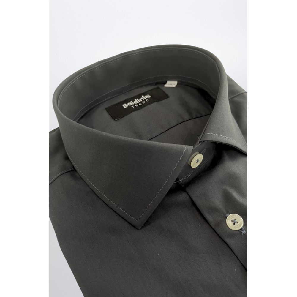 Baldinini Trend Gray Cotton Men Shirt | Regal Royce