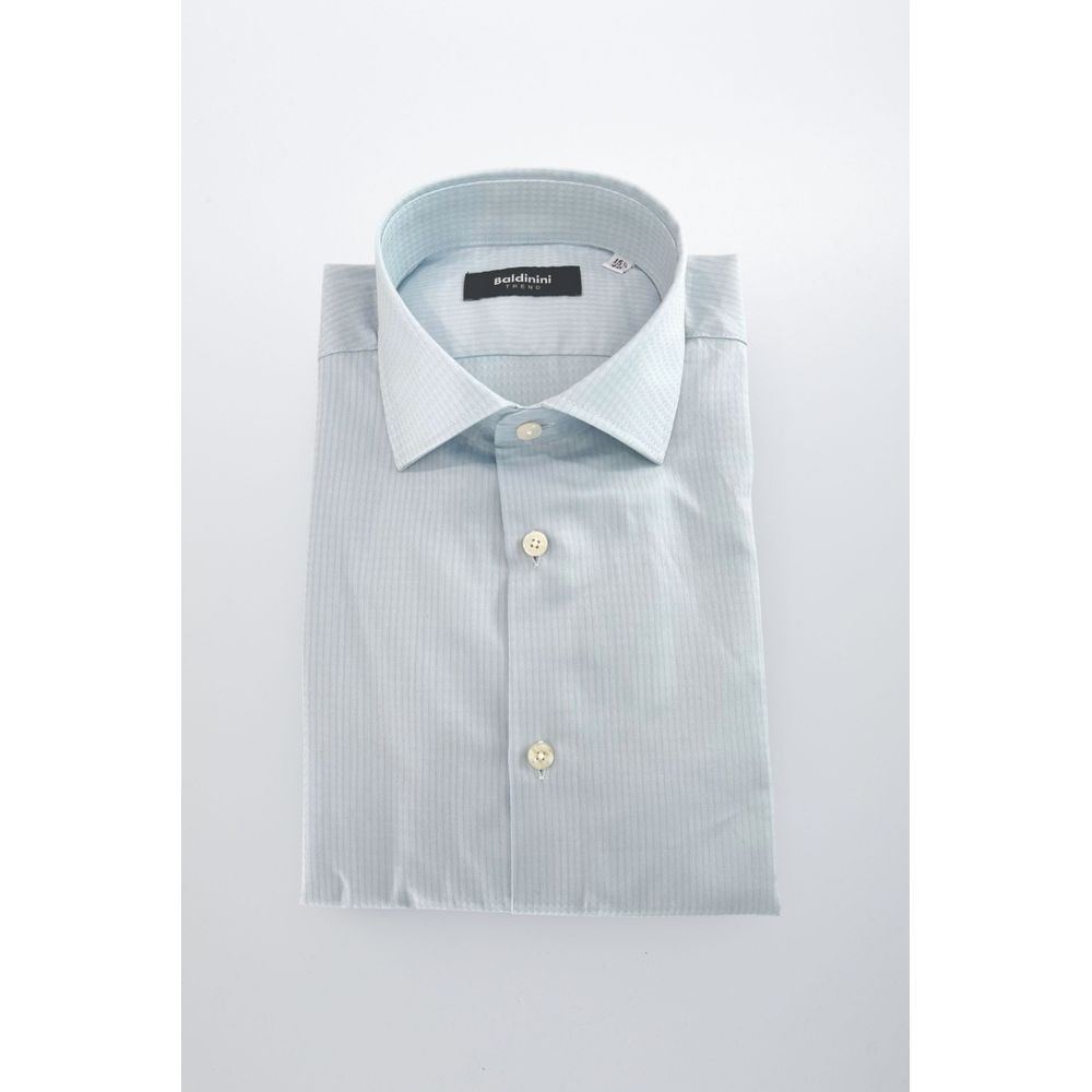 Baldinini Trend Light Blue Cotton Men Shirt | Regal Royce