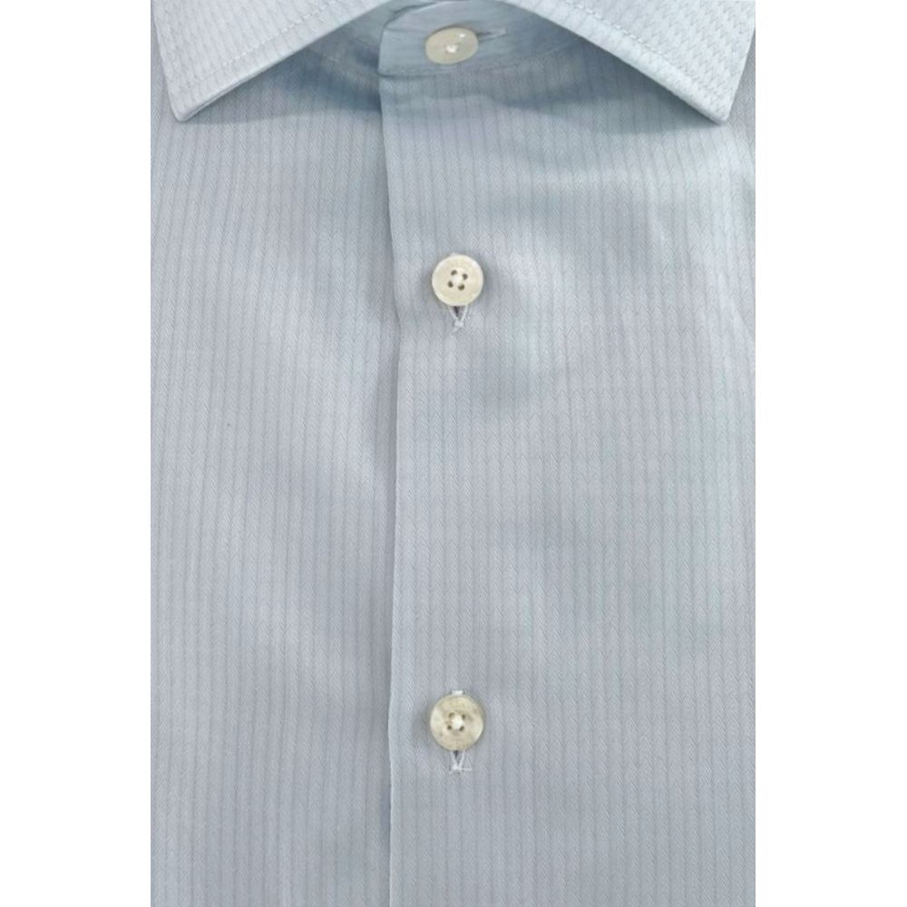Baldinini Trend Light Blue Cotton Men Shirt | Regal Royce