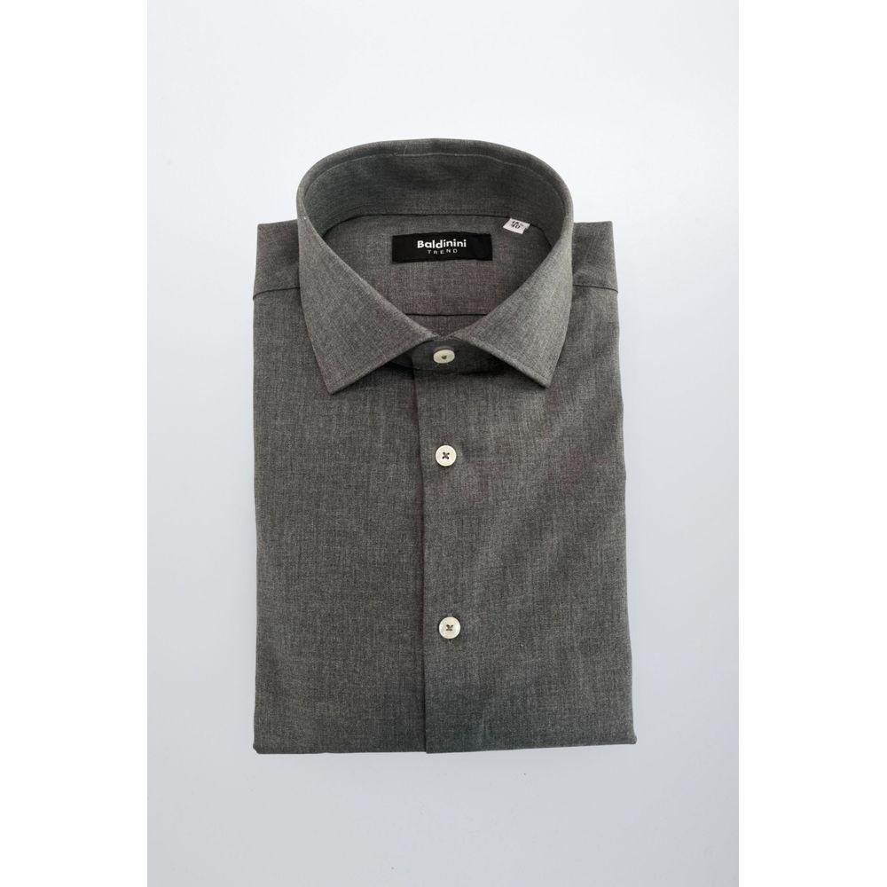 Baldinini Trend Gray Cotton Men's Shirt | Regal Royce