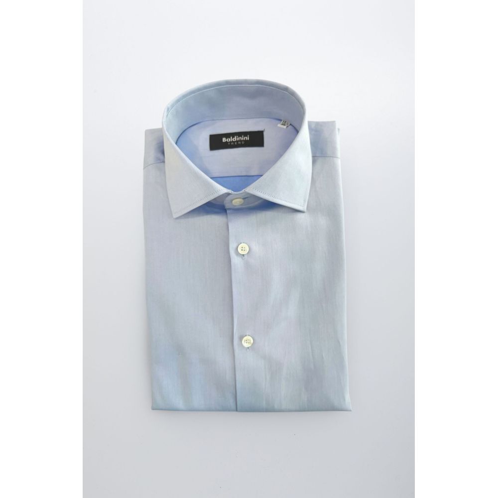 Baldinini Trend Light Blue Cotton Men Shirt | Regal Royce
