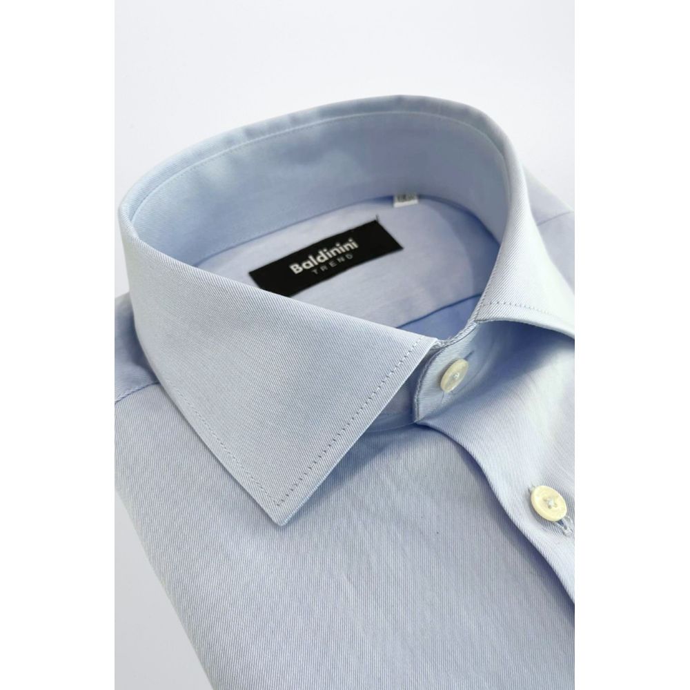 Baldinini Trend Light Blue Cotton Men Shirt | Regal Royce