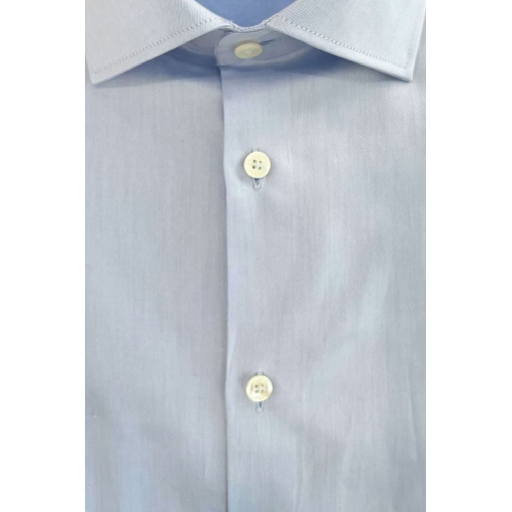 Baldinini Trend Light Blue Cotton Men Shirt | Regal Royce