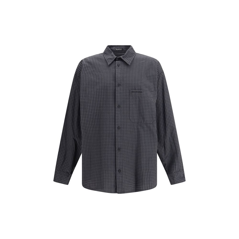 Balenciaga Black Wool Pattern Shirt | Regal Royce