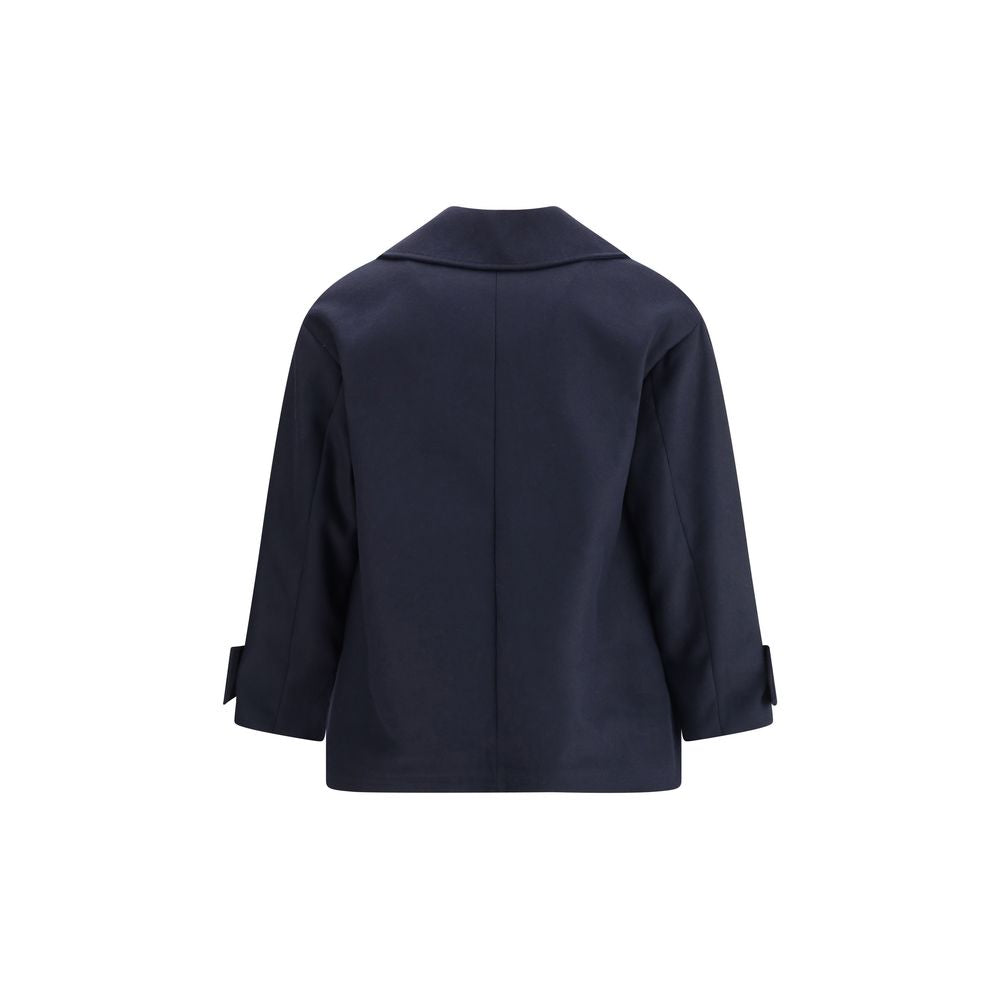 Cruna Blue Fleece Wool Coat | Regal Royce
