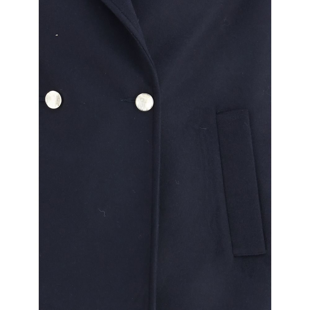 Cruna Blue Fleece Wool Coat | Regal Royce
