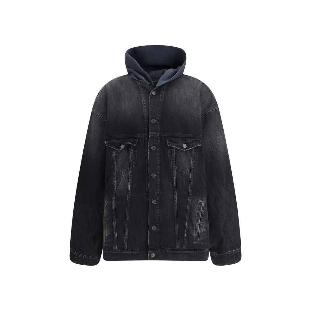 Balenciaga Black Cotton Denim Jacket | Regal Royce