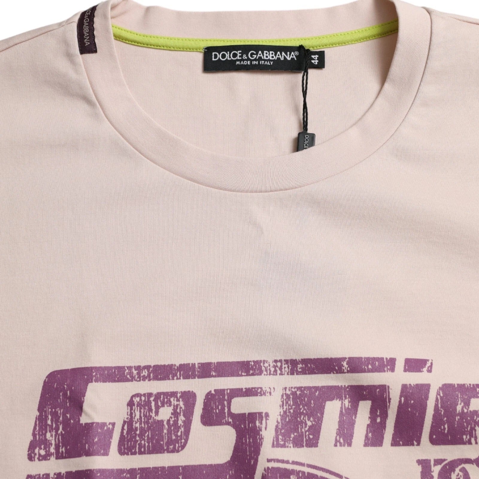 Dolce & Gabbana Beige Cosmic Love Cotton Crew Neck T-shirt | Regal Royce