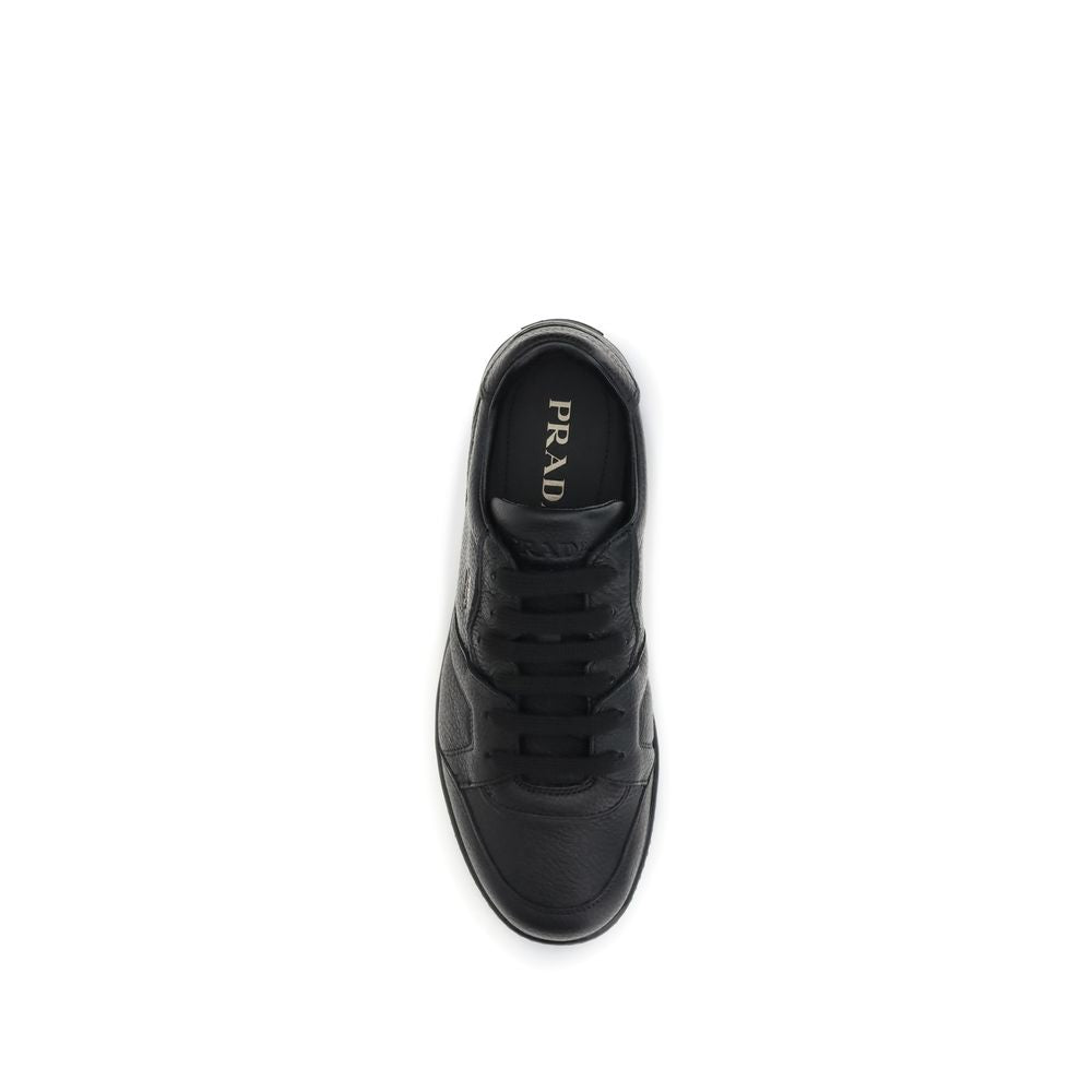 Prada Black Calf Leather Bos Taurus Sneakers | Regal Royce