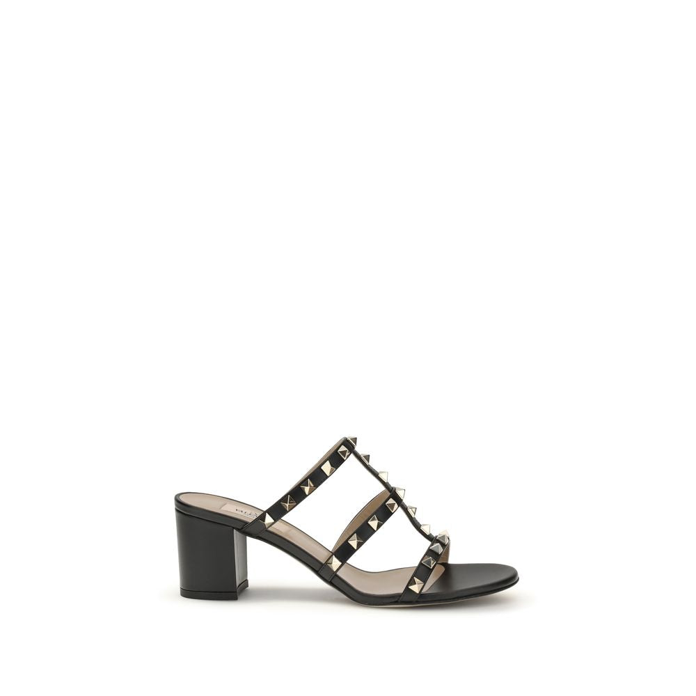 Valentino Garavani Black Calf Leather Bos Taurus Platform Sandals