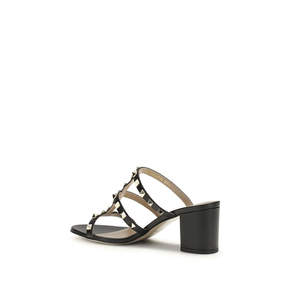 Valentino Garavani Black Calf Leather Bos Taurus Platform Sandals