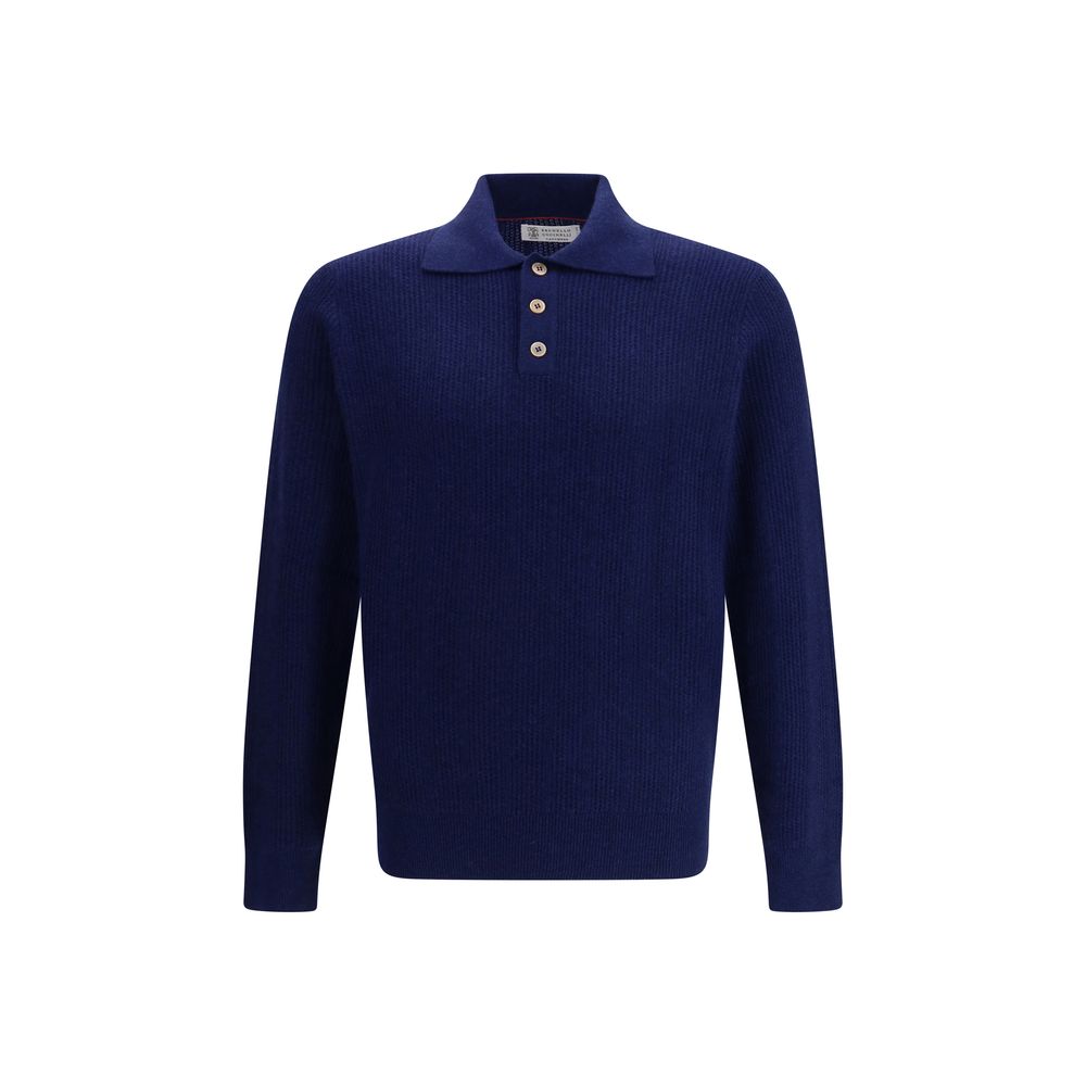 Brunello Cucinelli Blue Cashmere Polo Shirt | Regal Royce