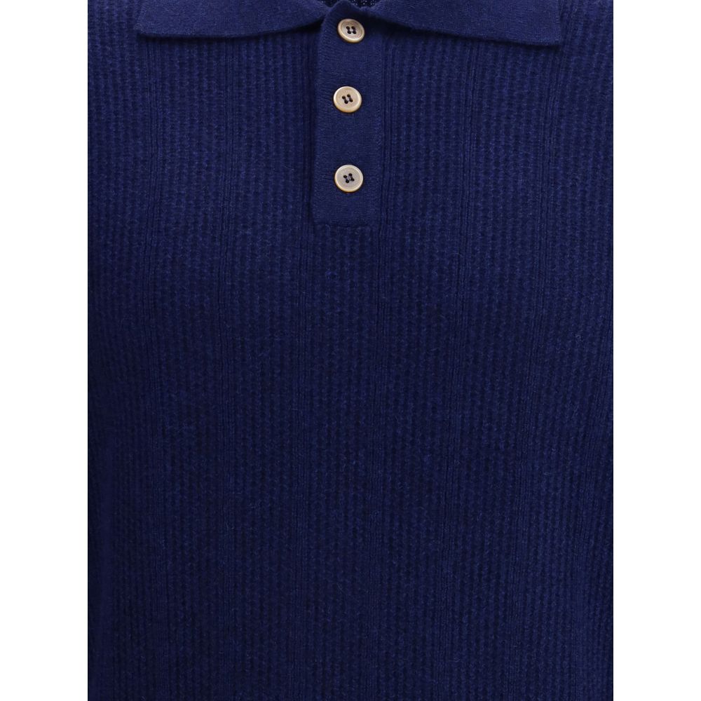 Brunello Cucinelli Blue Cashmere Polo Shirt | Regal Royce