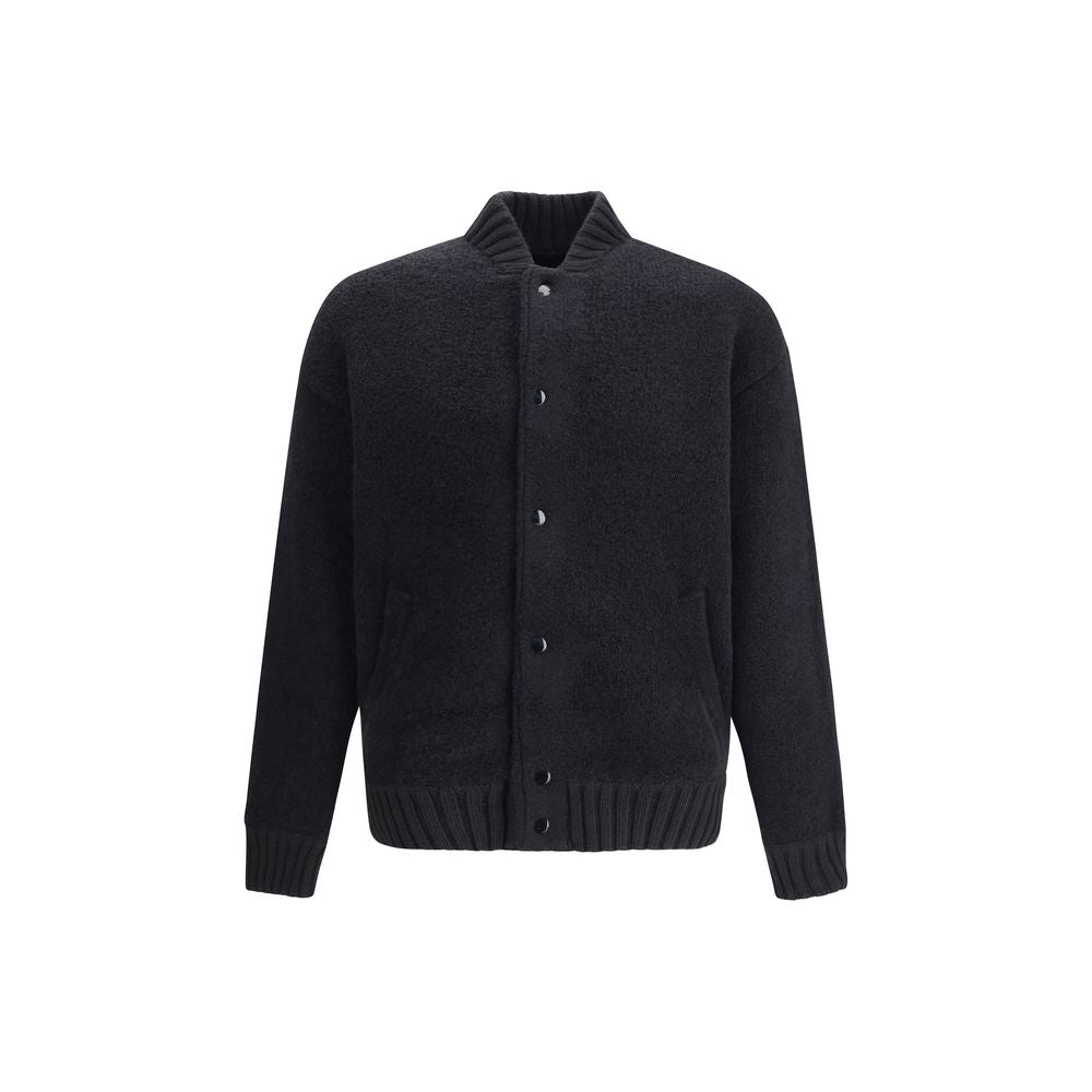 Laneus Black Merino Wool Bomber | Regal Royce