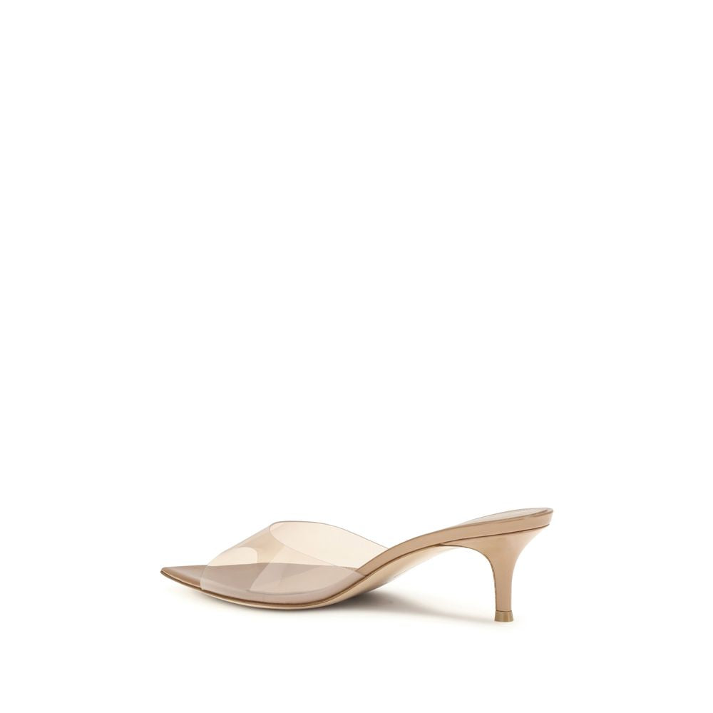 Gianvito Rossi Beige Polyurethane Stiletto Heel Sandals | Regal Royce