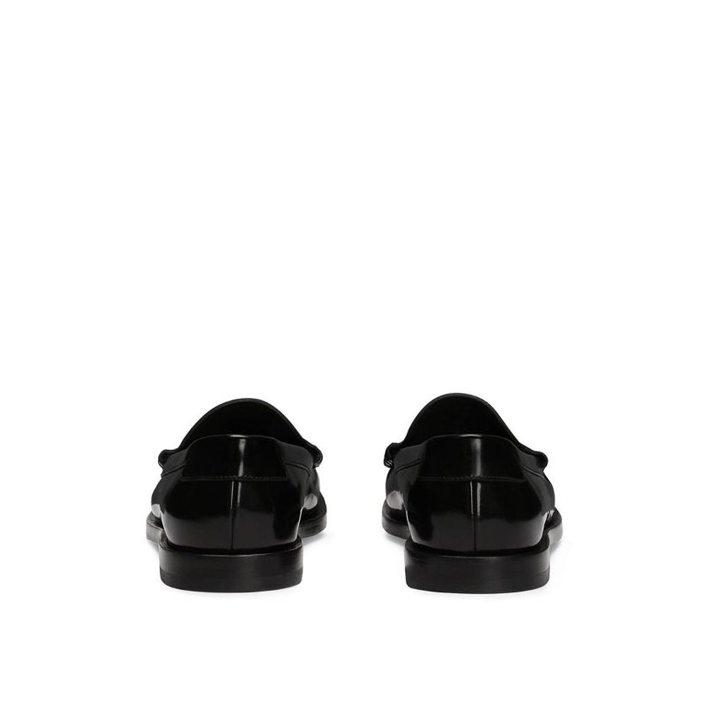 Dolce & Gabbana Black Calfskin Slip-On Loafers