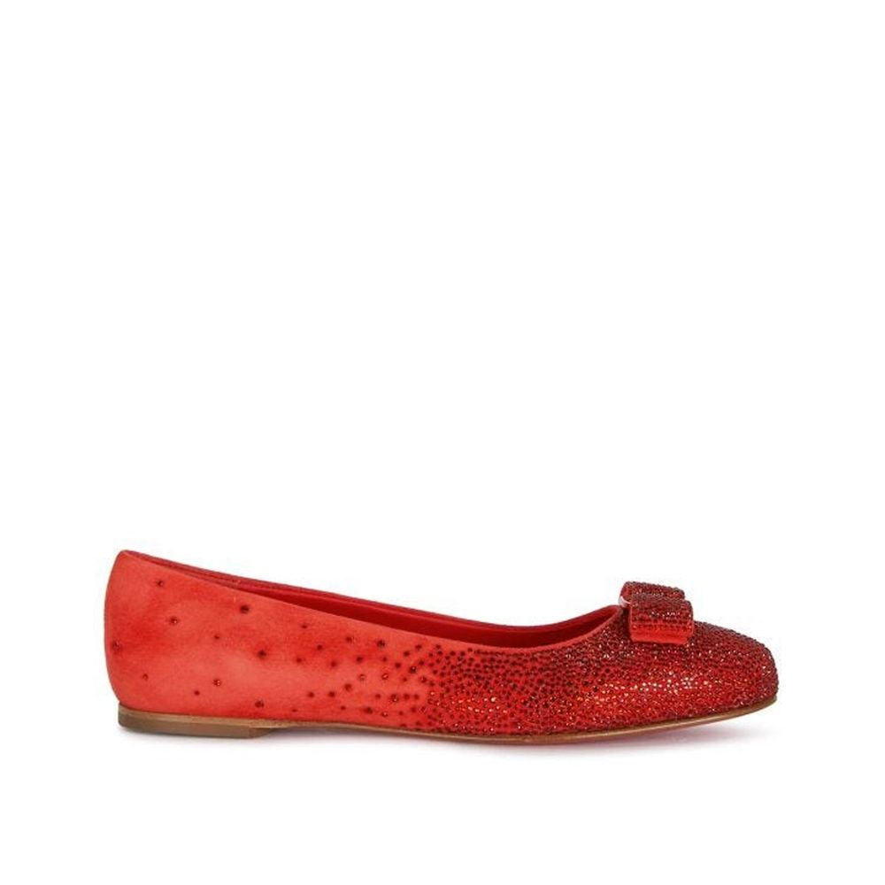 Salvatore Ferragamo Red Calfskin Ballet Flats