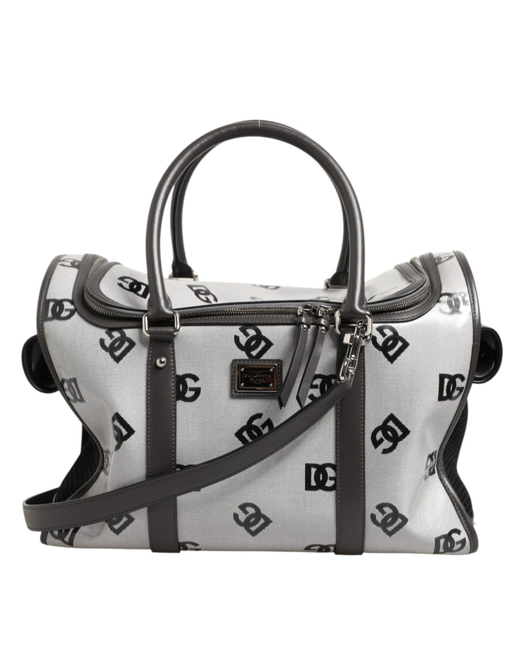 Dolce & Gabbana White DG Logo Pet Carrier Logo Plaque Top Handle Bag