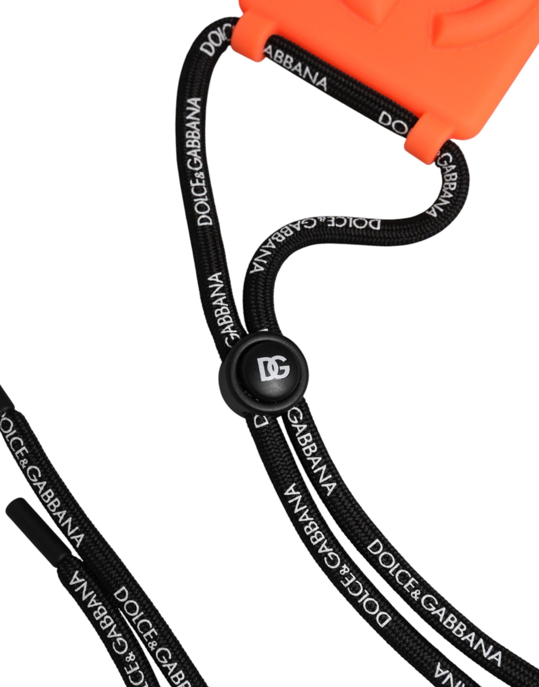 Dolce & Gabbana Holder Neon Orange Rubber DG Embossed Adjustable Badge | Regal Royce