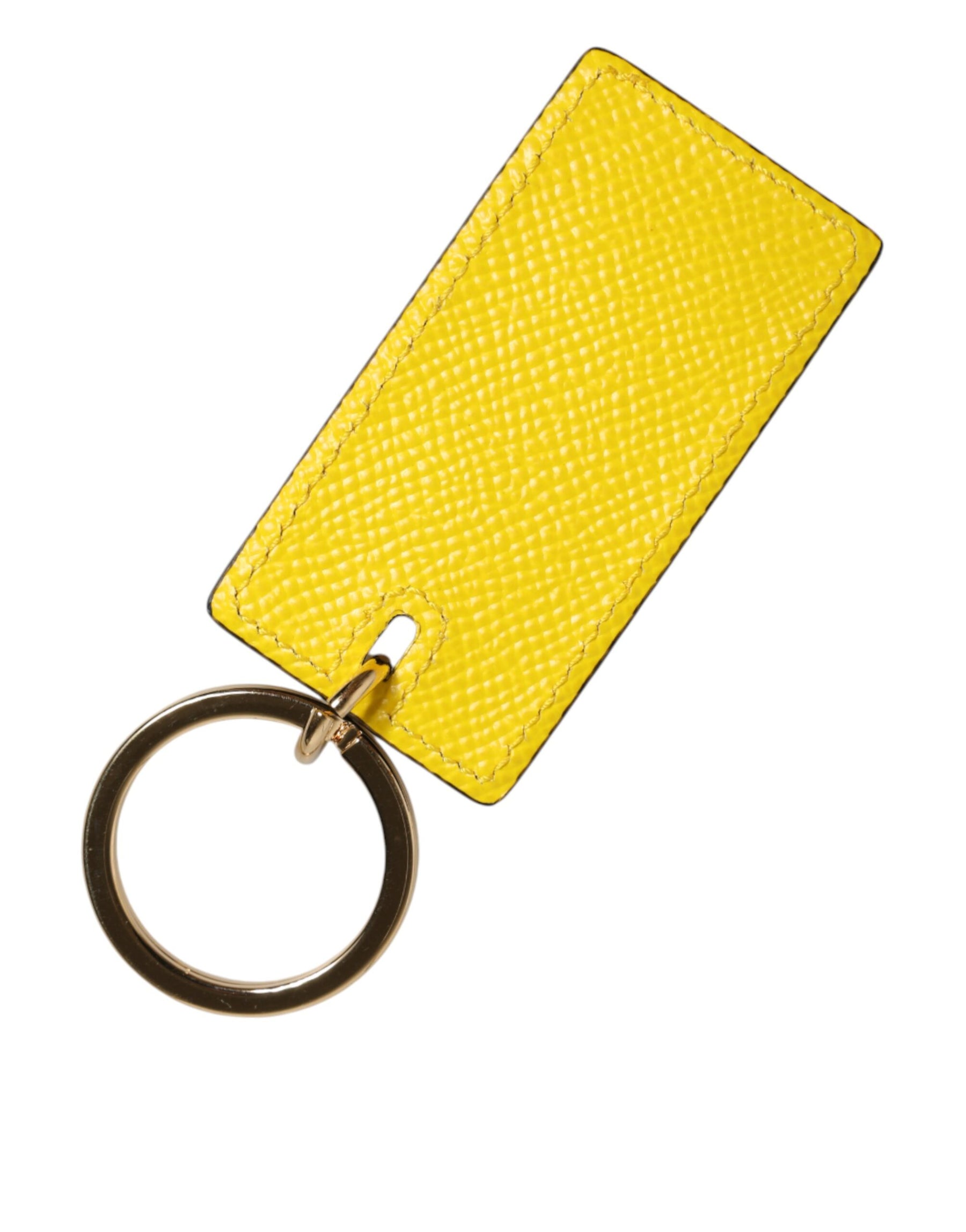 Dolce & Gabbana Yellow Calf Leather Logo Metal Ring Men Keychain Keyring | Regal Royce