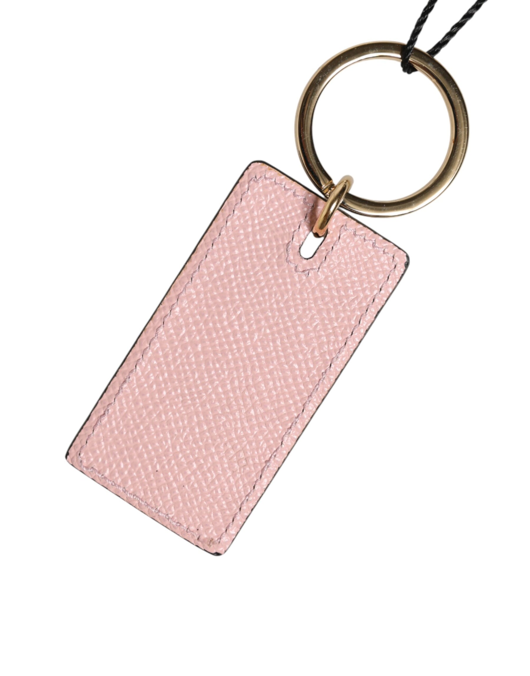 Dolce & Gabbana Pink Calf Leather DG Logo Metal Ring Keychain Keyring | Regal Royce