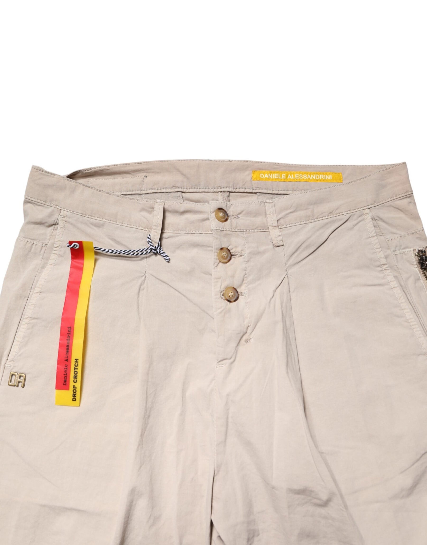 Daniele Alessandrini Beige Cotton Stretch Slim Fit Denim Jeans | Regal Royce
