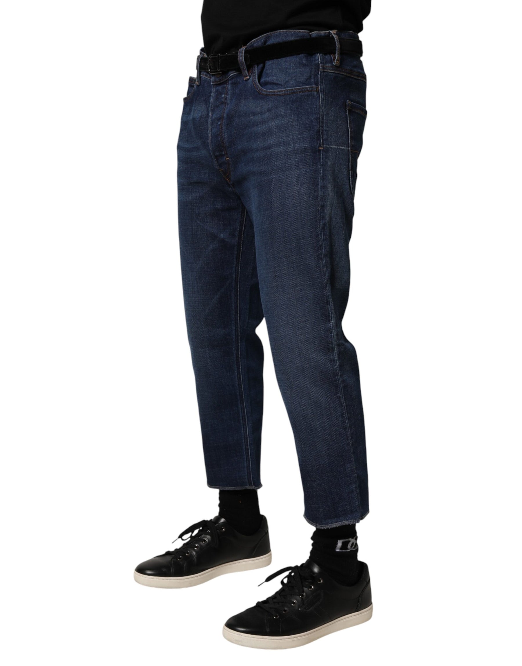 Vivienne Westwood Blue Mid Waist Cotton Men Cropped Denim Jeans | Regal Royce