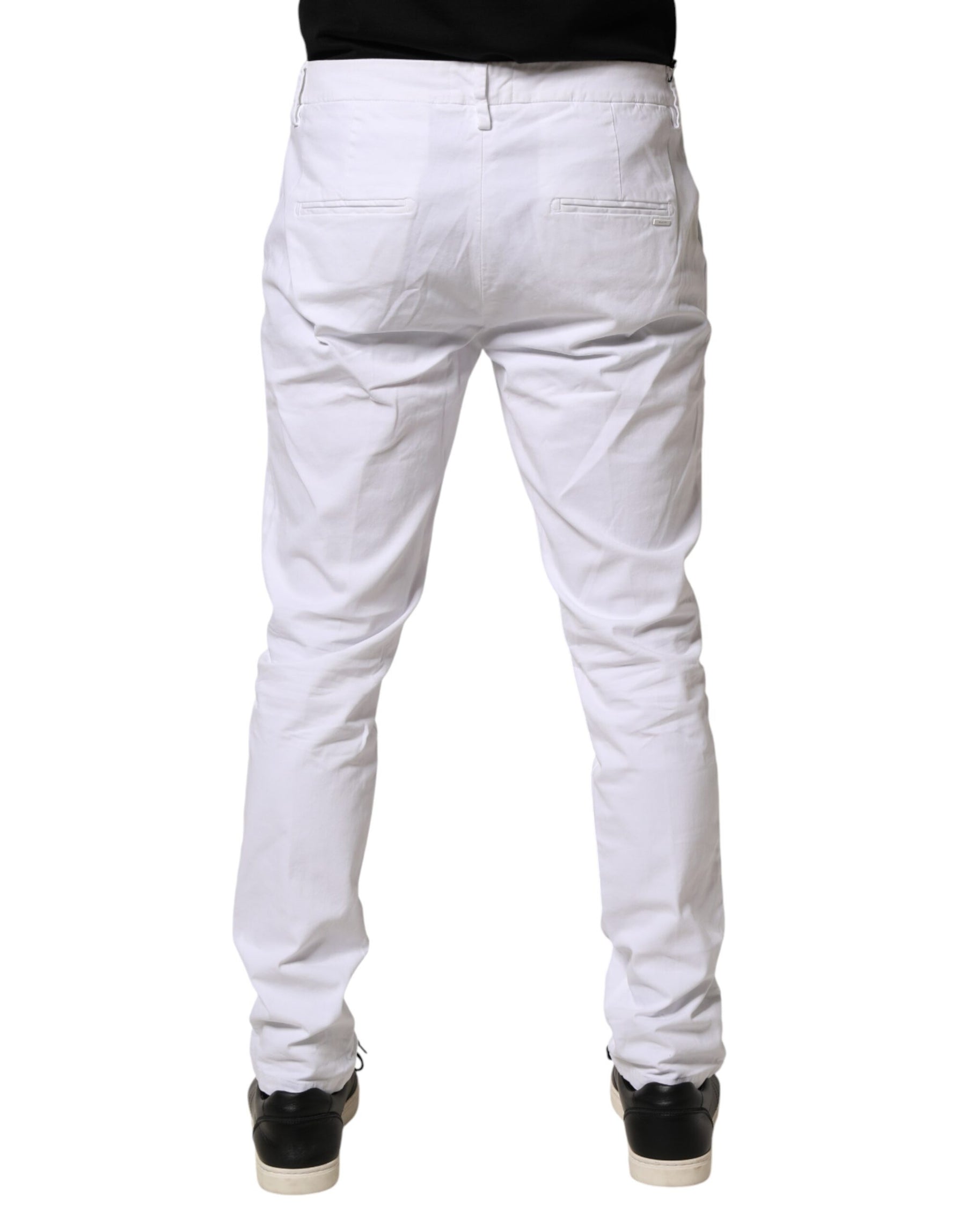 AGLINI White Skinny Fit Mid Waist Men Chino Trouser Pants | Regal Royce