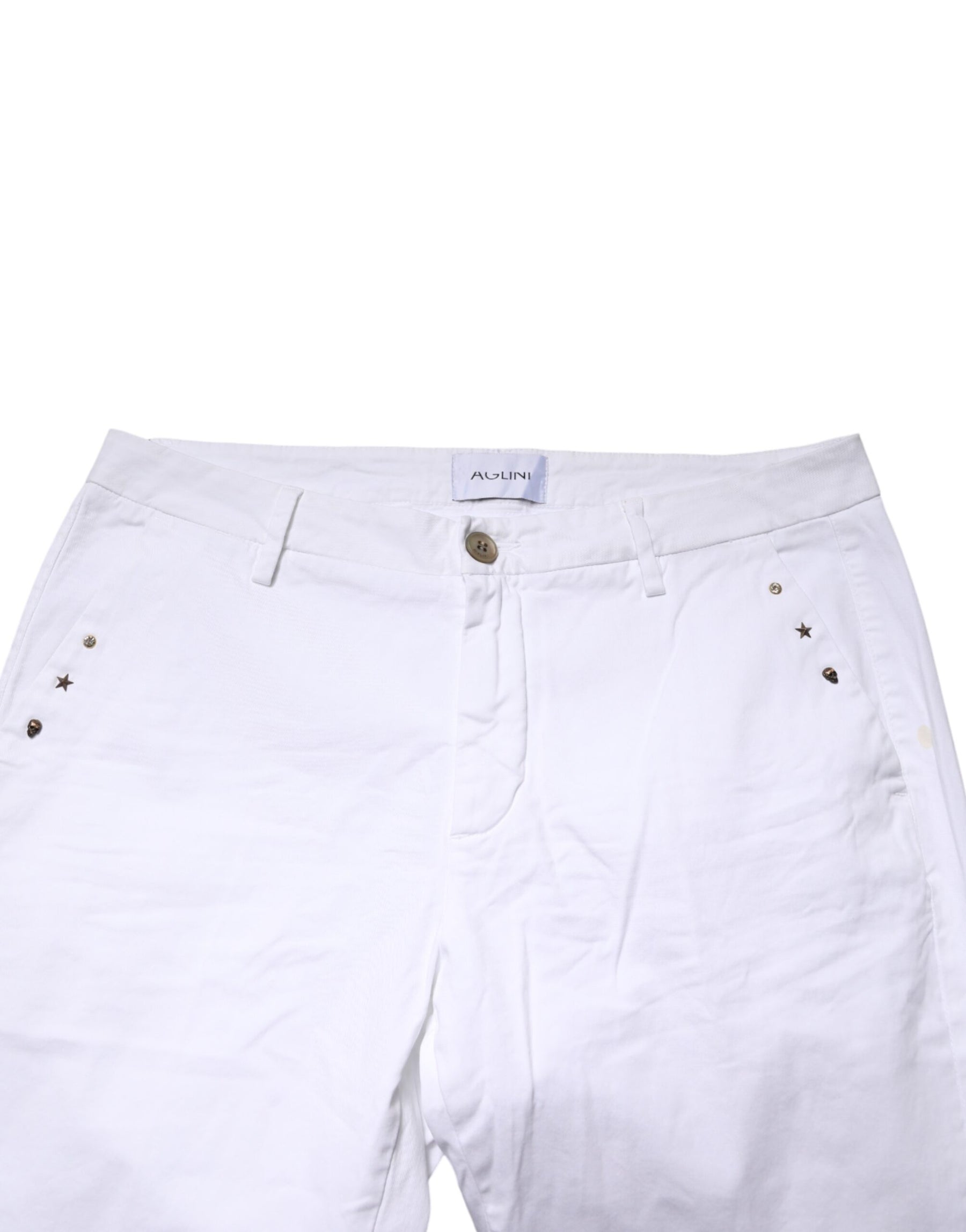 AGLINI White Skinny Fit Mid Waist Men Chino Trouser Pants | Regal Royce