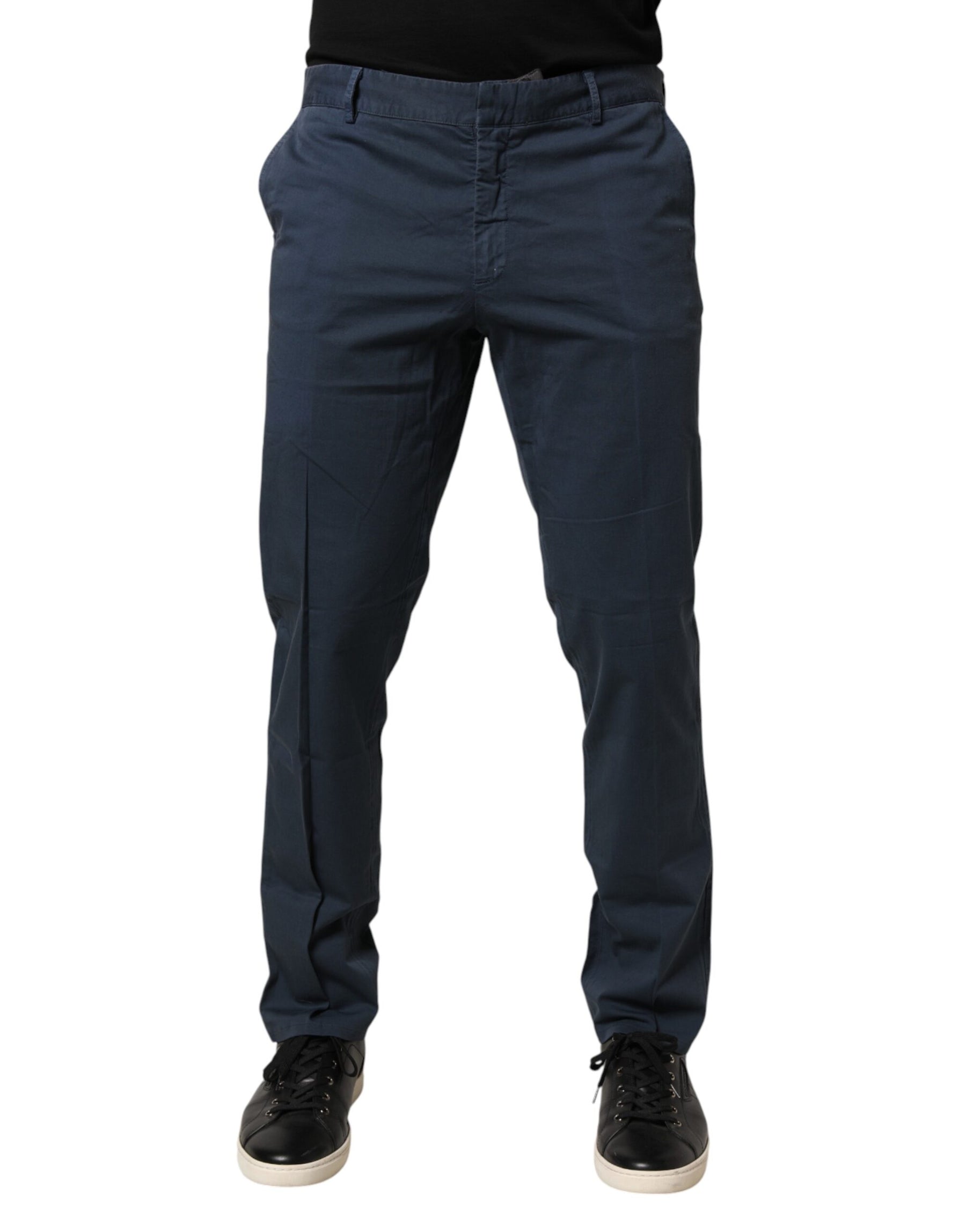 Master Coat Blue Skinny Fit Mid Waist Men Chino Trouser Pants | Regal Royce