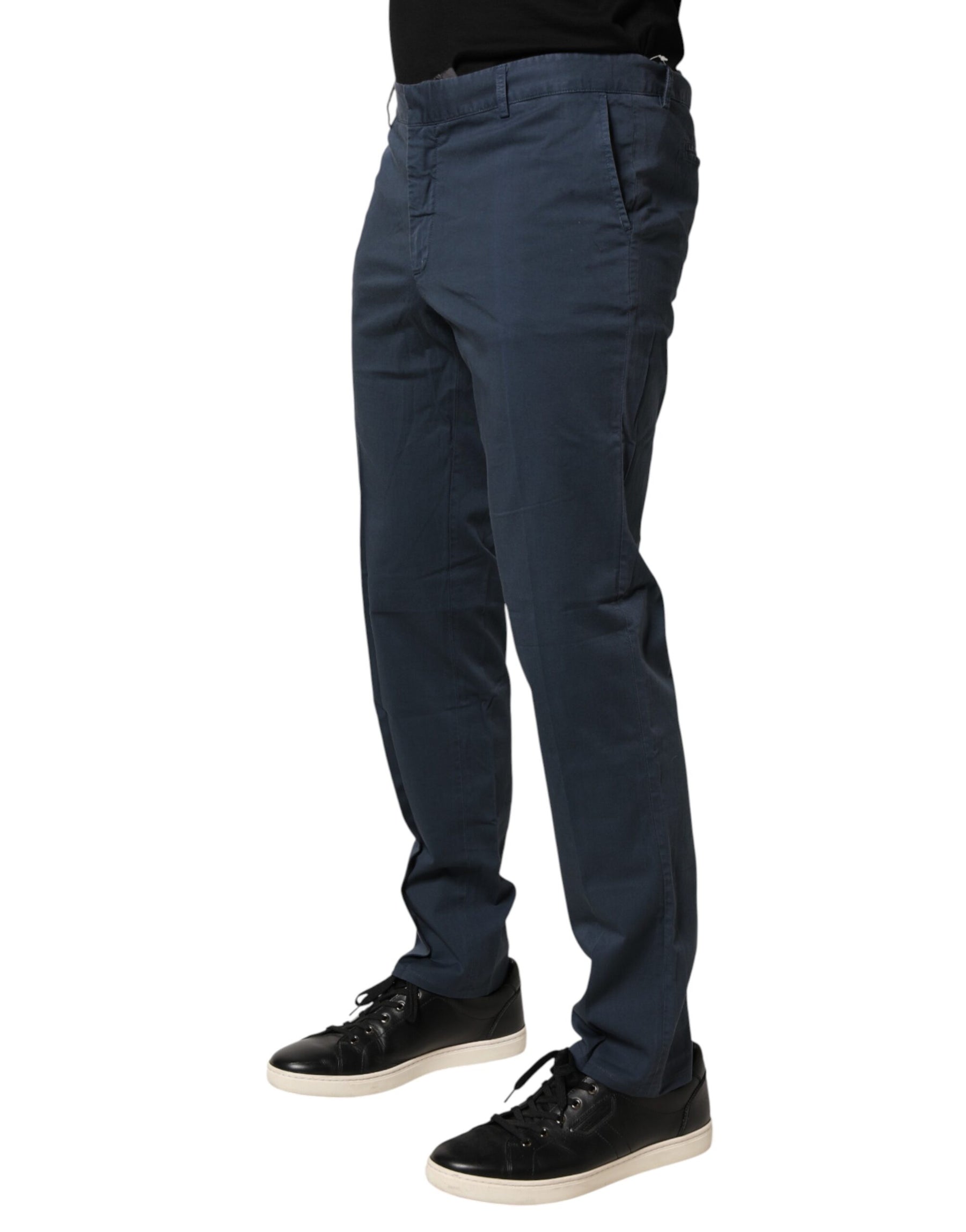 Master Coat Blue Skinny Fit Mid Waist Men Chino Trouser Pants | Regal Royce