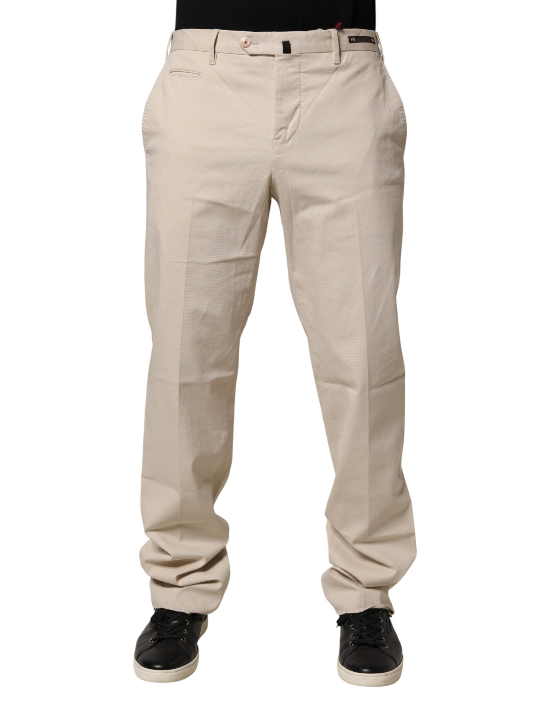 PT01 Beige Men Chino Mid Waist Straight Dress Trouser Pants | Regal Royce