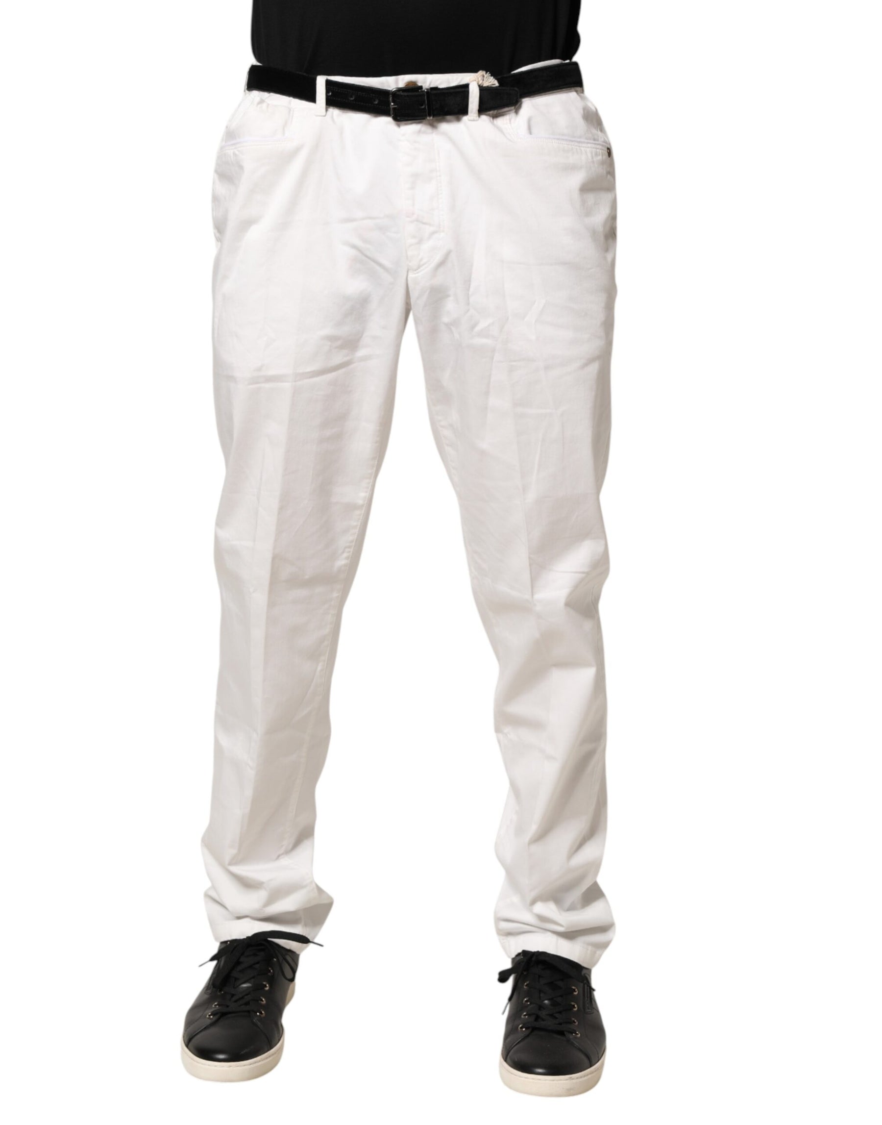 Domenico Tagliente White Tapered Dress Formal Trouser Pants | Regal Royce