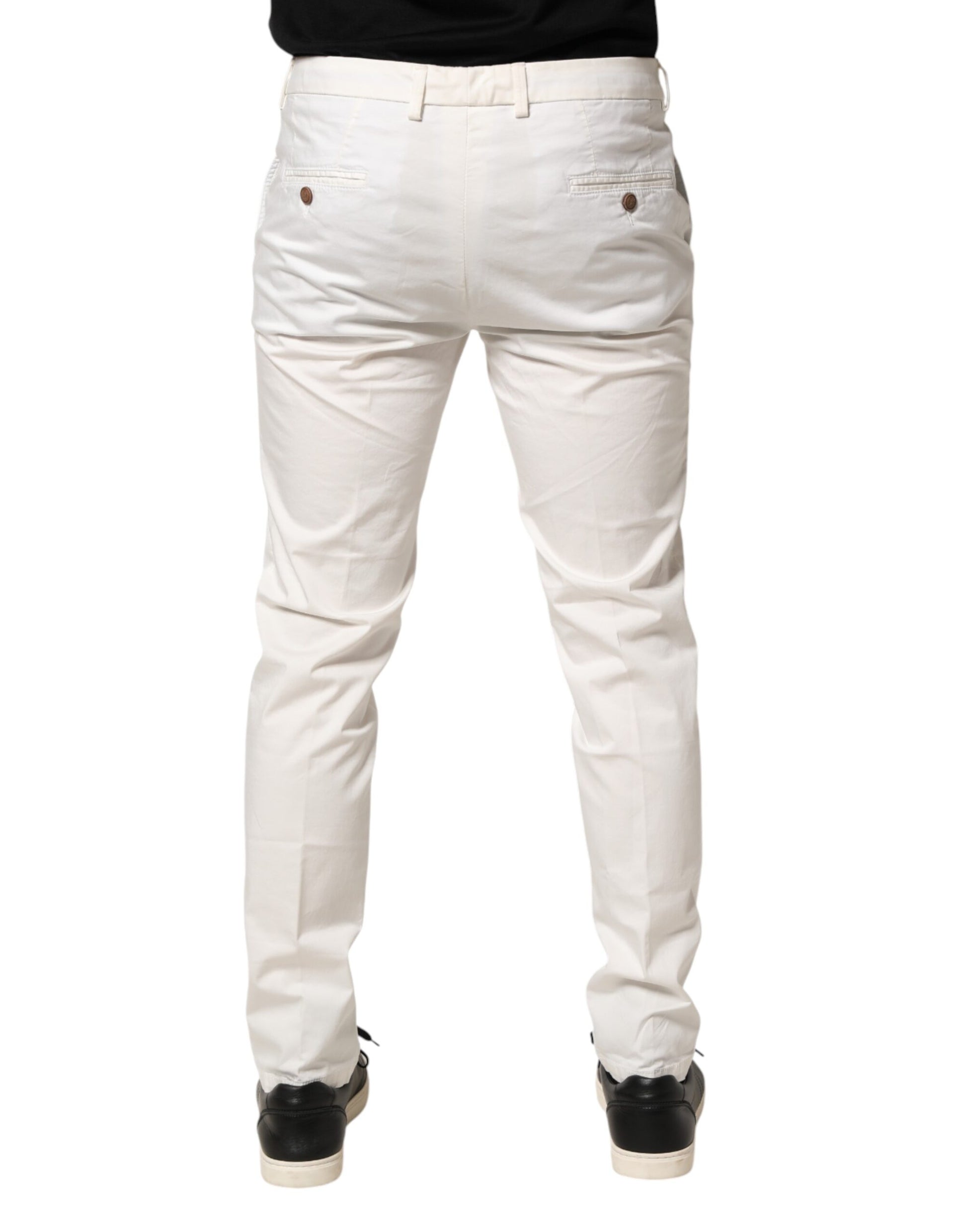 Domenico Tagliente White Tapered Dress Formal Trouser Pants
