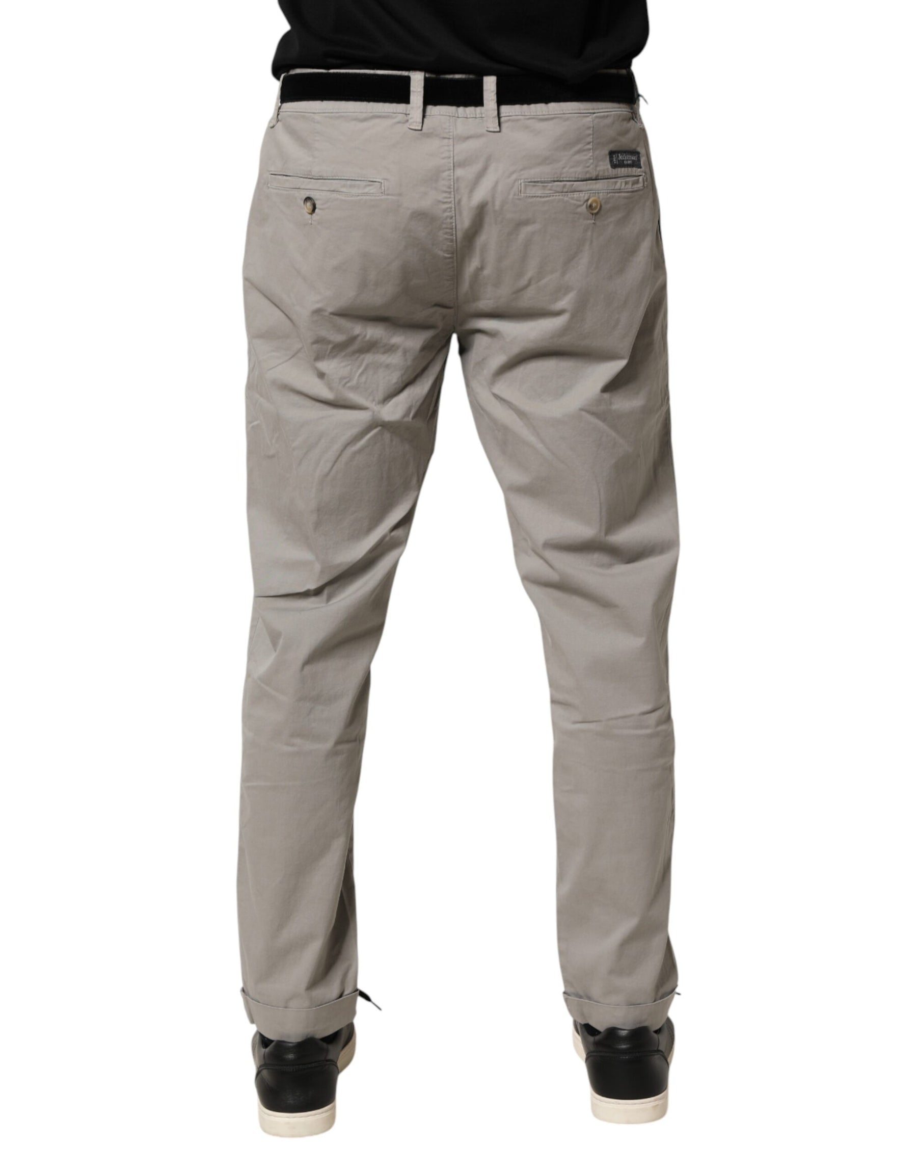 Jeckerson Gray Cotton Stretch Tapered Fit Men Chino Trouser Pants | Regal Royce