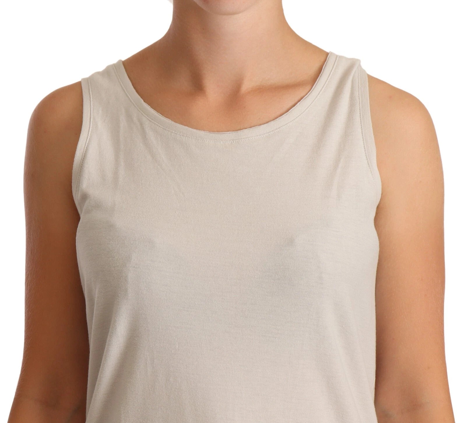 Max Mara Light Gray 100% Cotton Sleeveless Razor Back Tank Top | Regal Royce